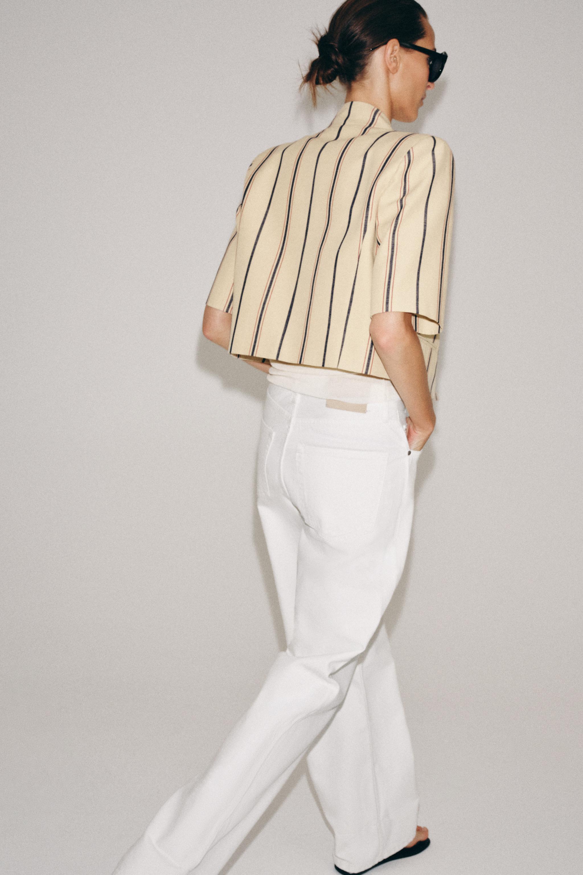 ZW COLLECTION CROPPED STRIPED BLAZER